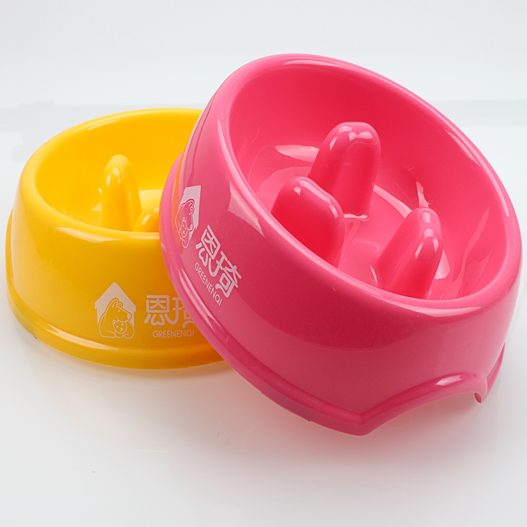 pink plastic dog bowls